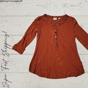 Anthropologie Terracotta Henley Top